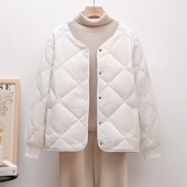 薄款 外套 小个子短款 羽绒服女轻薄冬季 2025内胆菱格无领白鸭绒韩版