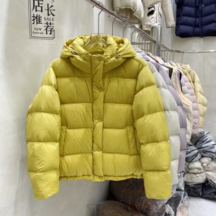 磁吸扣羽绒服女短款2025冬季新款韩版宽松连帽加厚90白鸭绒面包服