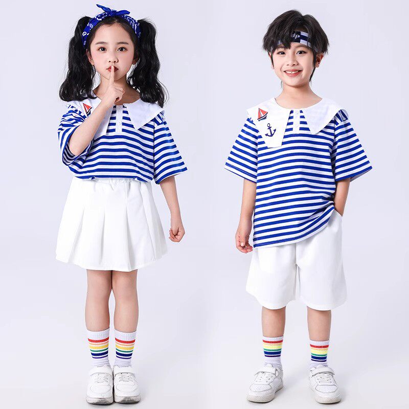 六一儿童小学生运动会啦啦操表演服男女童幼儿园可爱海军风演出服