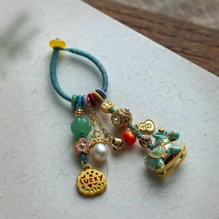 马上有钱手机链手机挂饰摇摇木马创意多巴胺可爱汽车钥匙扣U盘