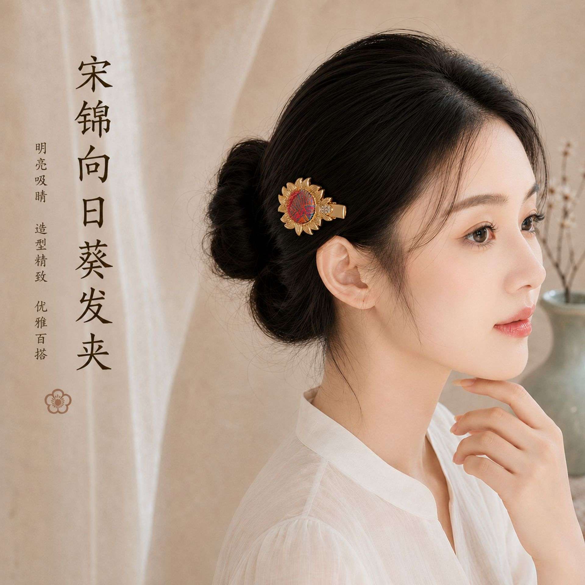 新中式宋锦发夹高级感精致发卡图片