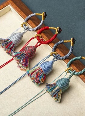 庙中同款汽车钥匙扣藏式编绳高级感藏式风配饰钥匙扣包挂压襟挂件