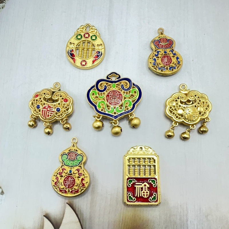 国潮古法金保色长命锁葫芦吊牌