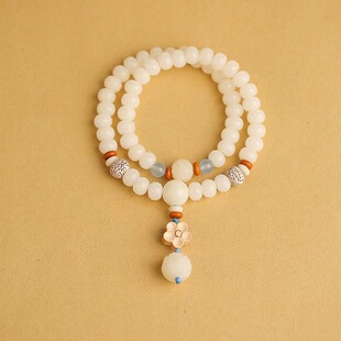 寺庙天然白玉菩提手串原籽菩提子文玩佛珠手持手捻盘玩念珠饰品女