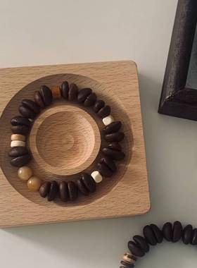 复古文艺小众手串咖啡豆手链菩提个性首饰集市摆摊单圈手饰/手串