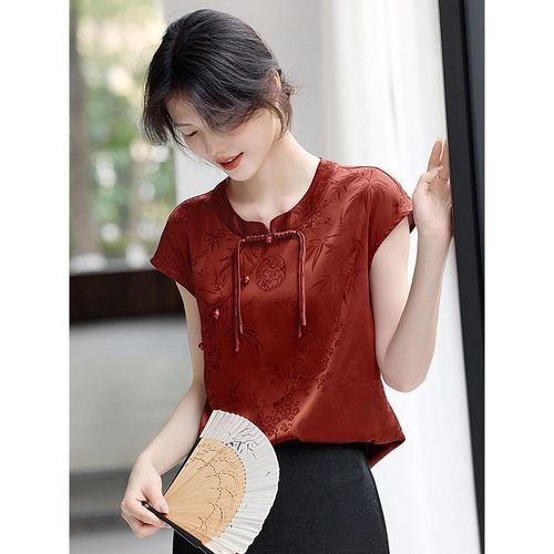 新中式国风提花盘扣旗袍衬衫2055