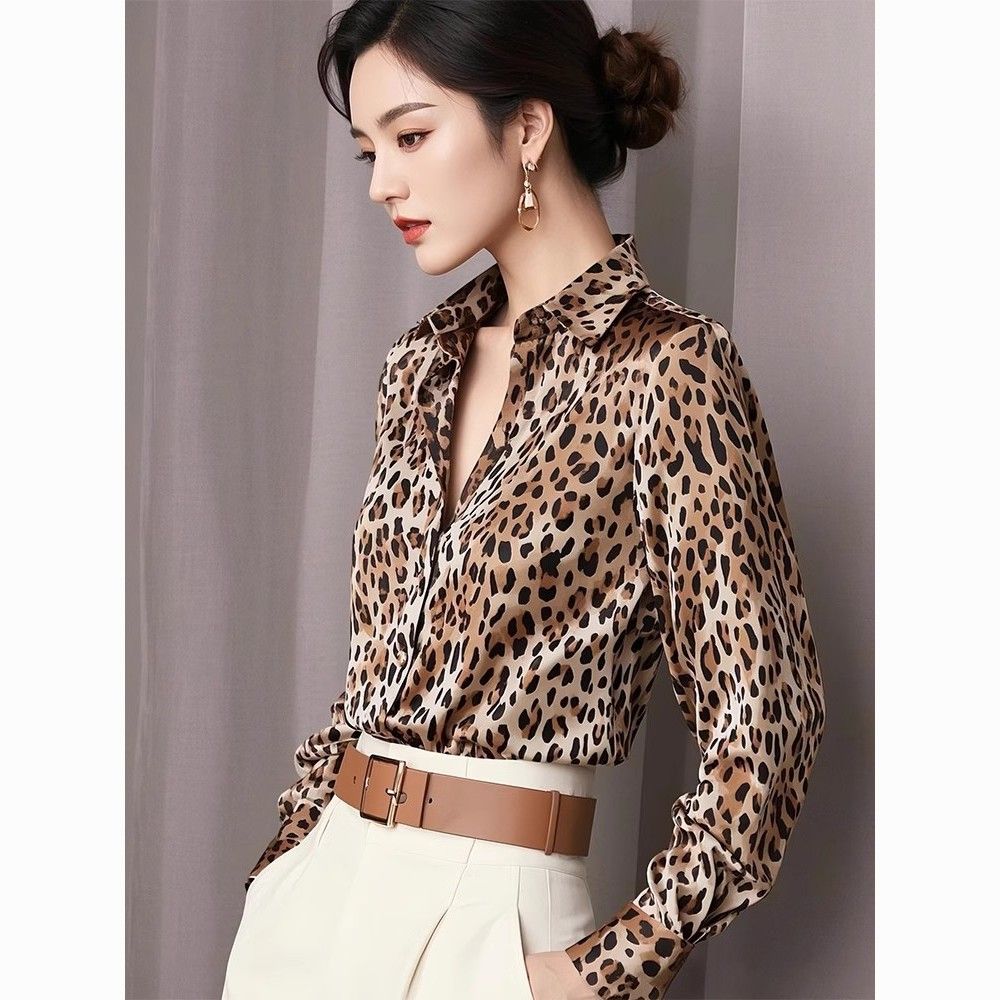 高级感轻熟名媛豹纹衬衫2016