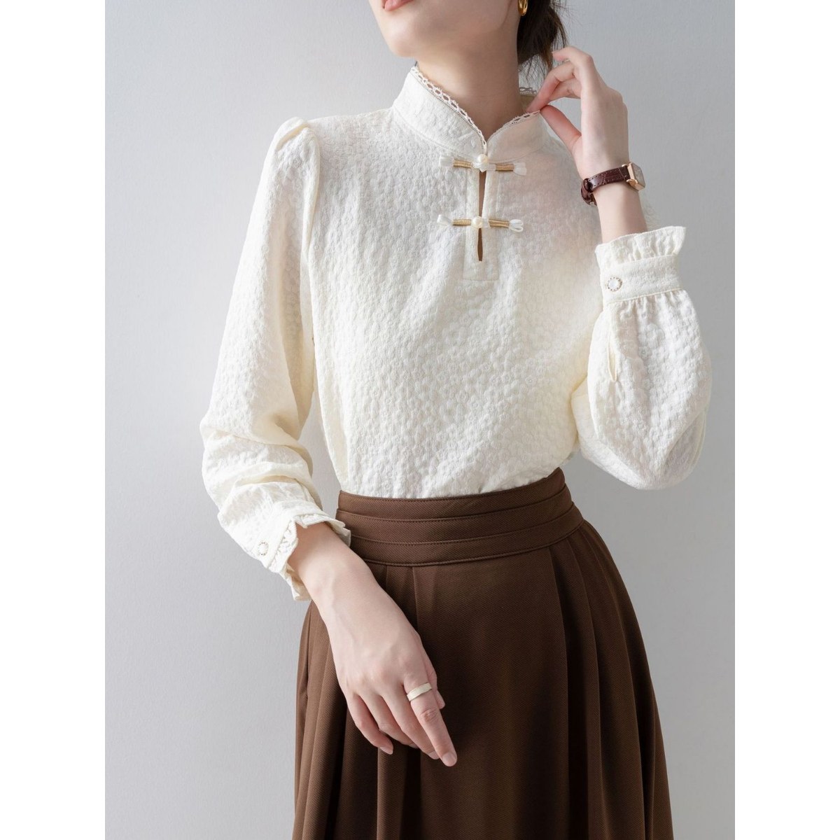 国风衬衫秋季长袖内搭打底衫1091