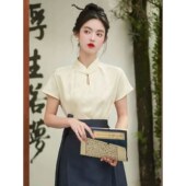 盘扣小衫 夏季 薄款 新中式 立领旗袍短袖 衬衫 女装 上衣 国风配马面裙