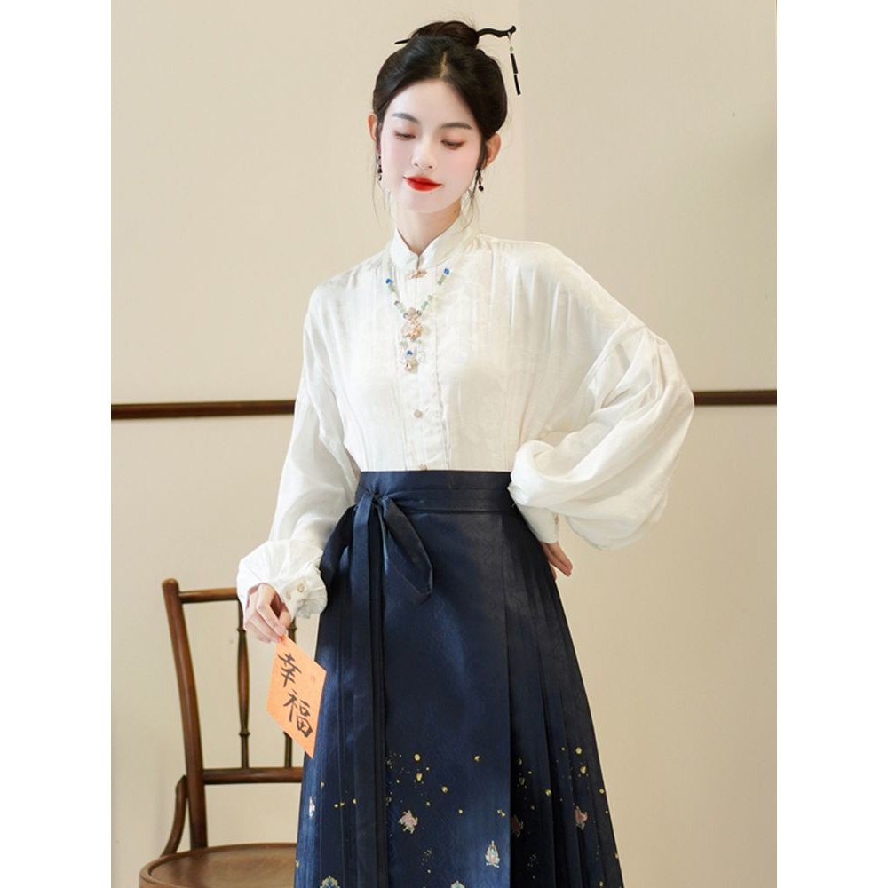 新中式复古立领长袖衬衫1140