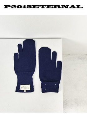 P2015现货 自主MMM风格 经典Tabi羊毛混纺四角手缝线LOGO手套保暖