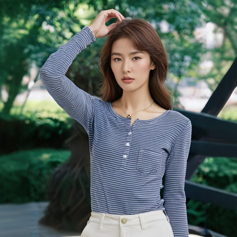 美丽诺羊毛女款亨利领打底衫