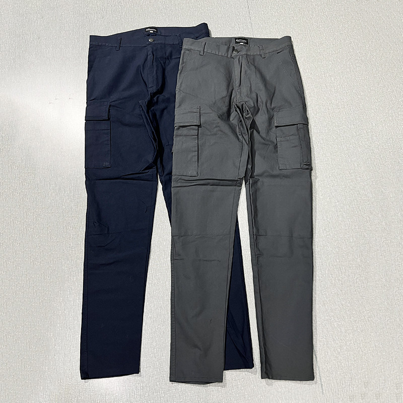 春秋款户外工装多口袋修身直筒版型百搭时尚弹力休闲长裤男裤子