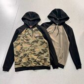 加绒保暖宽松休闲大码 拼色迷彩 秋冬季 连帽套头男女百搭卫衣外套