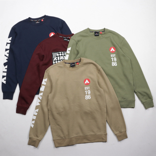 阳光型暖男！春秋款圆领套头薄绒卫衣打底长袖宽松休闲上衣外贸男