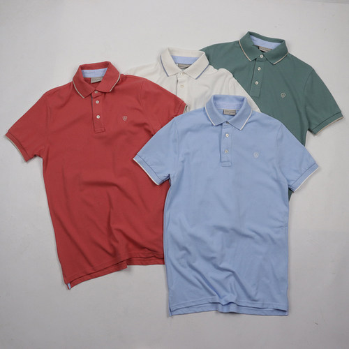 透气刺绣短袖商务休闲翻领T恤