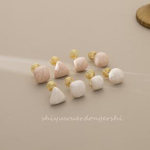 無耳洞入流沙釉面幾何蚊香盤無痛耳夾簡約小巧復古氣質(zhì)高級感耳釘
