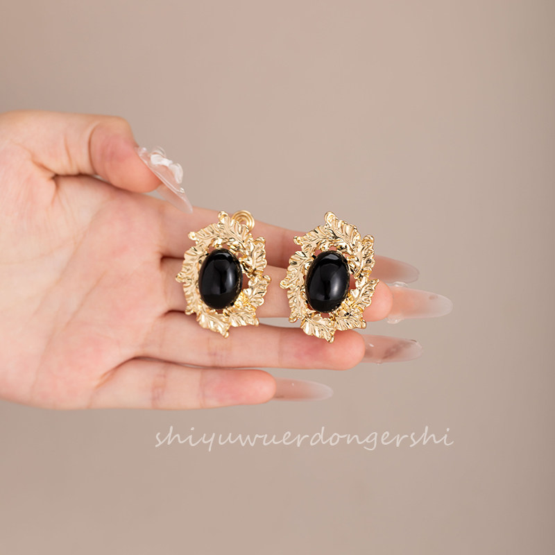 中古风黑色椭圆金属树叶耳环夸张复古欧美风个性无耳洞耳夹蚊香盘,饰品/流行首饰/时尚饰品新,耳夹,淘宝优惠券,粉丝福利购,淘宝优惠卷