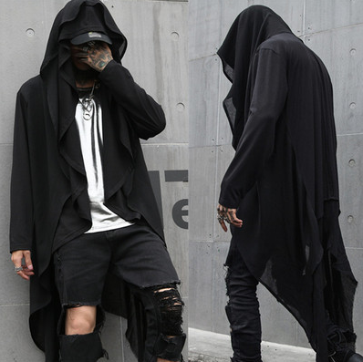 春夏季潮薄款刺客风衣男中长款连帽巫师暗黑系披风防晒衣皮肤外套