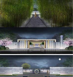 新亚洲中式风格住宅小区景墙庭院样板房景观规划设计整套方案文本