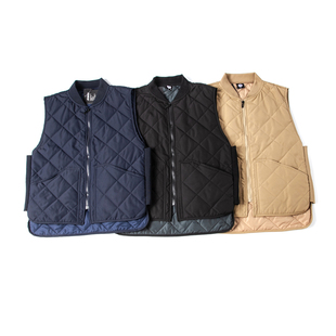 无袖 棉马甲男士 加厚马夹棉服外套坎肩日系 休闲菱形格子薄款 美式