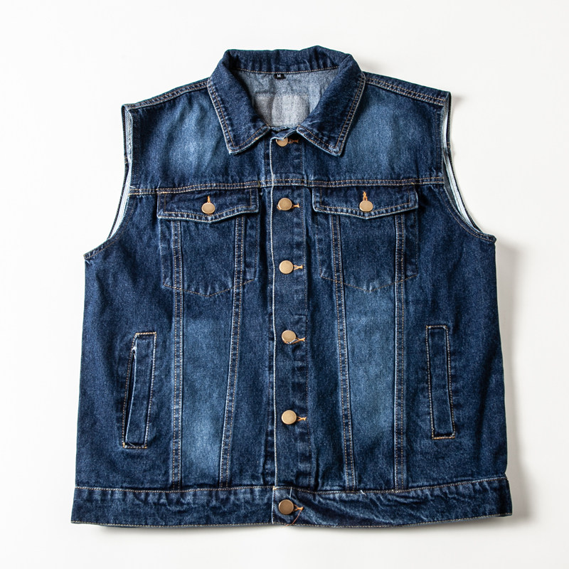 JAPANESE RETRO DENIM VEST WOMENS KOREAN VERSION OF THE HORSE CLIP VEST SLEEVELESS SHOULDER WASH DISTRESSED LAPEL CARGO COAT TIDE