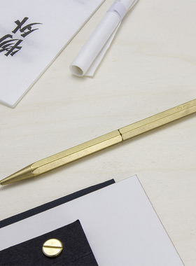 中国台湾物外设计Ystudio STAT-05 黄铜旋转式圆珠笔黑色油性笔芯