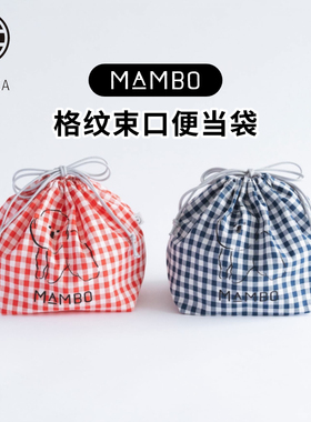 日本CLASKA MAMBO格纹托特包束口袋棉质柔软可爱比熊创意大容量