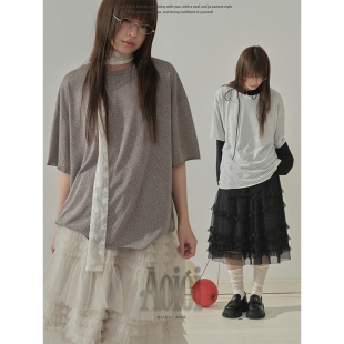 2件8折 T恤女春夏上衣 Aoioi 日系少女宽松波点短袖