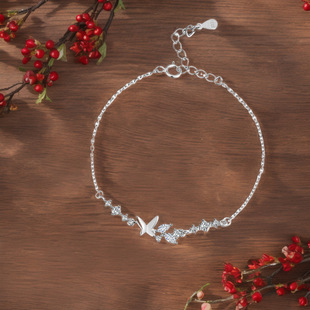 足银999蝴蝶飞飞手链女夏小众轻奢ins设计小清新森系高级感手饰品