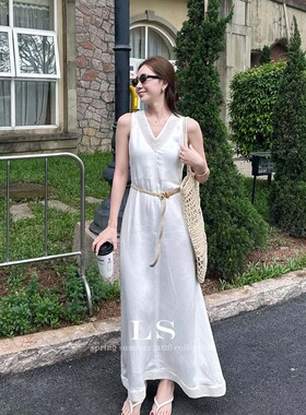 【LS新品牌】黑标极简大牌 夏季上新简约时尚v领修身连衣裙30626#