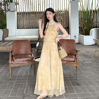 LS 度假风甜美慵懒无袖修身连衣裙广州十三行2026春新款裙子23163