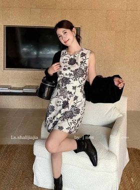 LS述致 法式设计感无袖收腰背心短裙2025早秋新款女装连衣裙22796