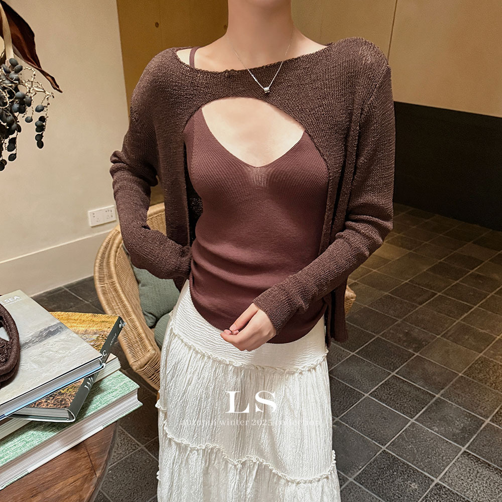 【LS新品牌】黑标极简大牌 早秋上新极简时尚领针织吊带背心3010#