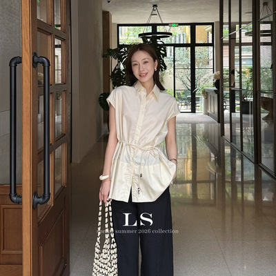 【LS新品牌】黑标极简大牌 夏季上新通勤时尚纯色翻领衬衫30601#