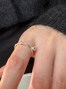 未晚珠子戒指女简约设计感小众轻奢素戒开口戒食指戒可调节ins