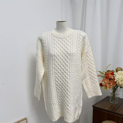 小俞家 aber crombie*家纯白长款毛衣粗支上衣休闲宽松欧美秋冬