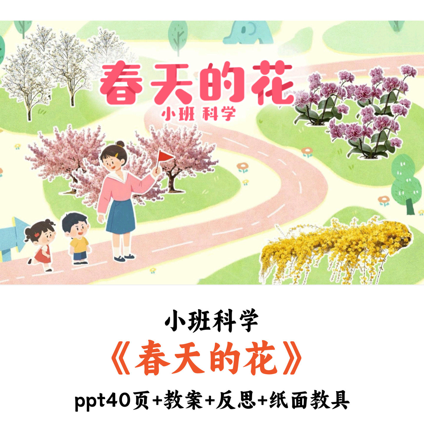 幼儿园小班科学《春天的花》PPT教案反思纸面教具优质公开课