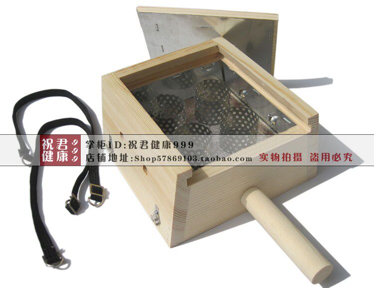 实木方形四柱艾灸盒 四孔艾条温灸盒 艾炙器具 腰背部针灸盒
