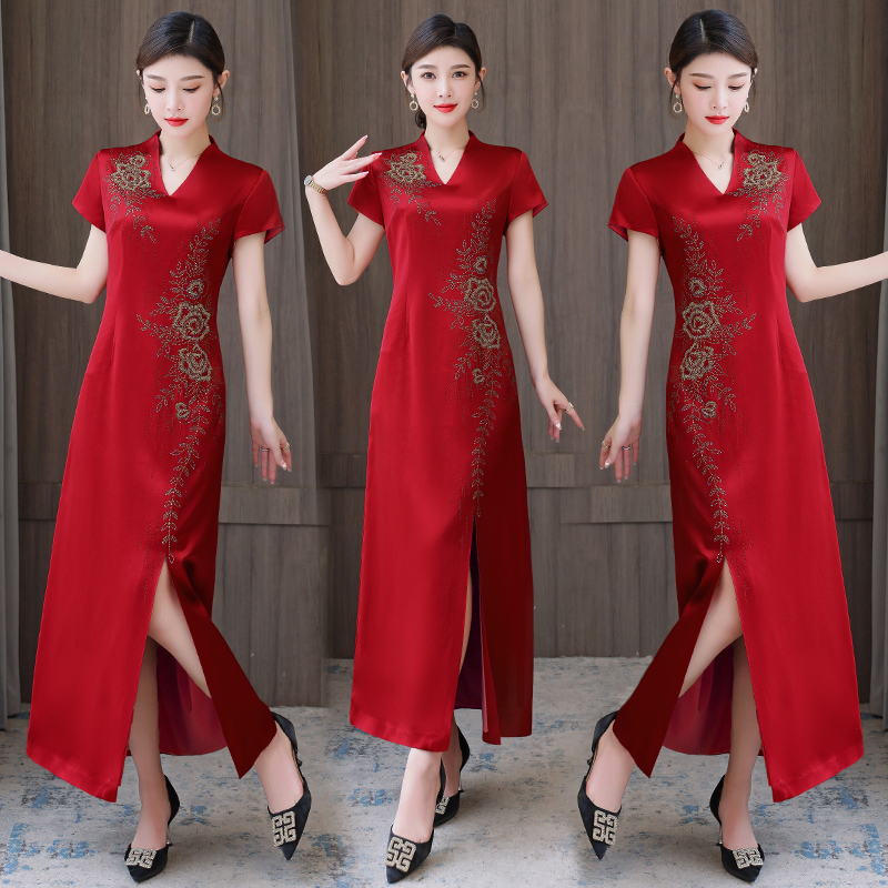 妈妈装婚宴喜庆高端喜婆婆裙子女