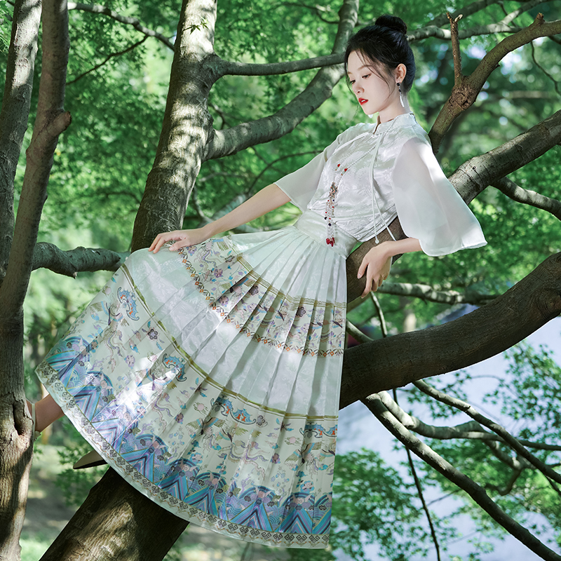 新中式复古提花重工织金马面裙女