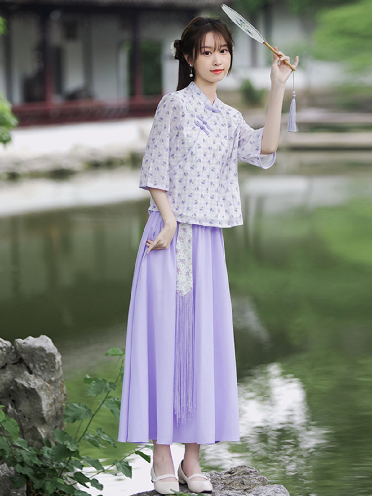 [LOSS OF MONEY PROCESSING] ETHNIC STYLE SMALL FRESH SPRING AND SUMMER COTTON AND LINEN EMBROIDERY PLACKET BLOUSE SKIRT TWO-PIECE SET OF WOMEN