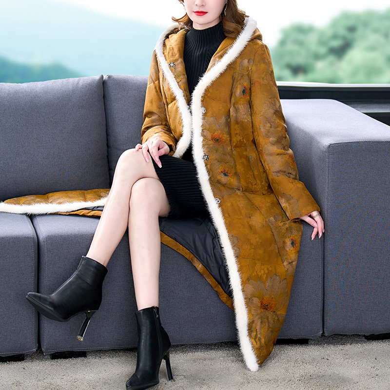 复古羽绒服连帽大衣大衣外套国风