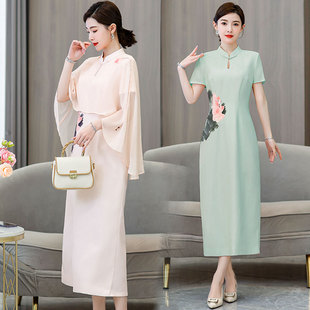 【外贸清仓】夏季新中式精致印花优雅气质裙子日常显瘦通勤连衣裙