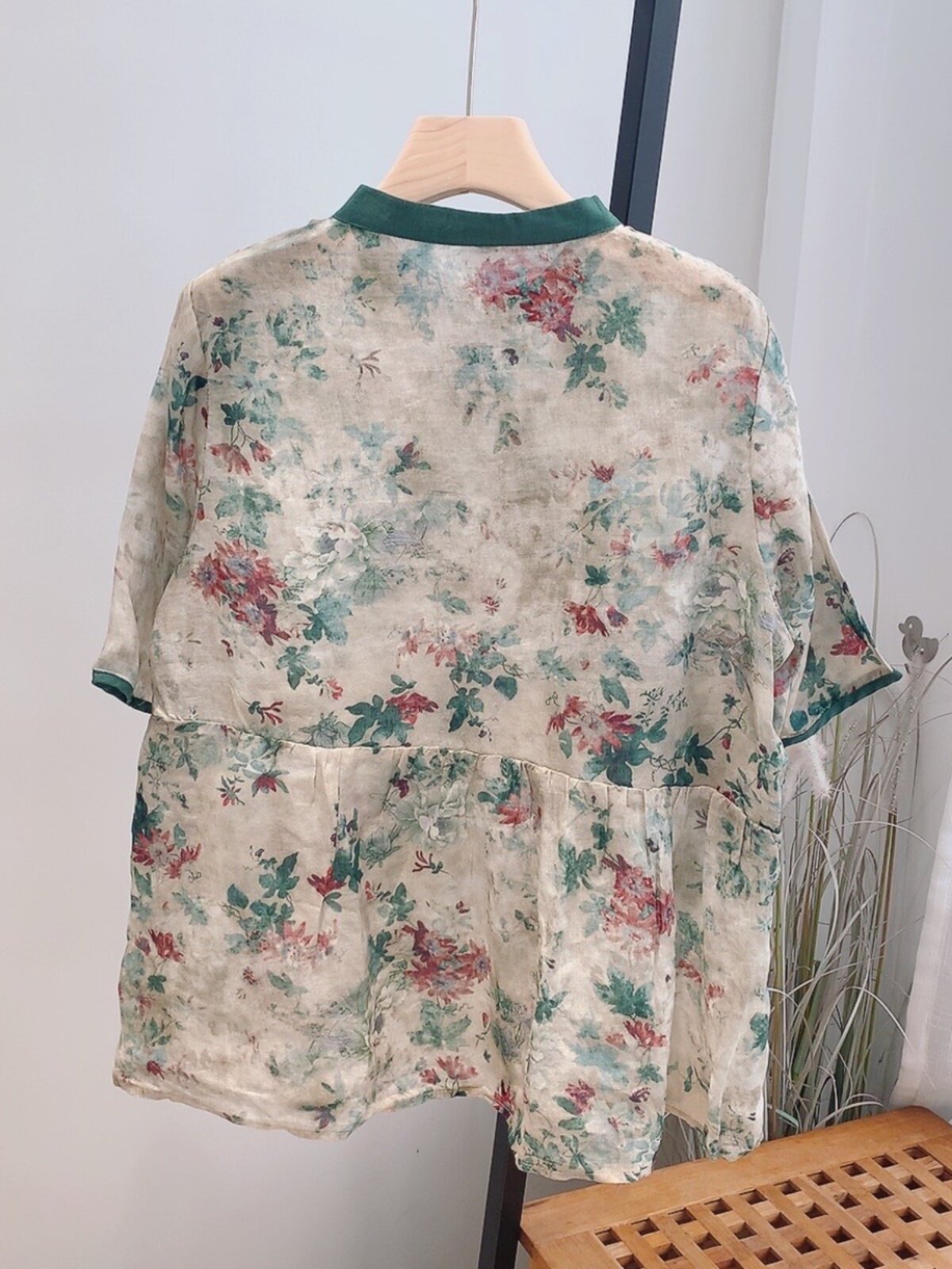 [LOSS OF MONEY PROCESSING] SUMMER FLORAL RETRO SHORT-SLEEVED VERSATILE LINEN TEMPERAMENT LITERARY PLUS-SIZE LOOSE SHIRT TOP