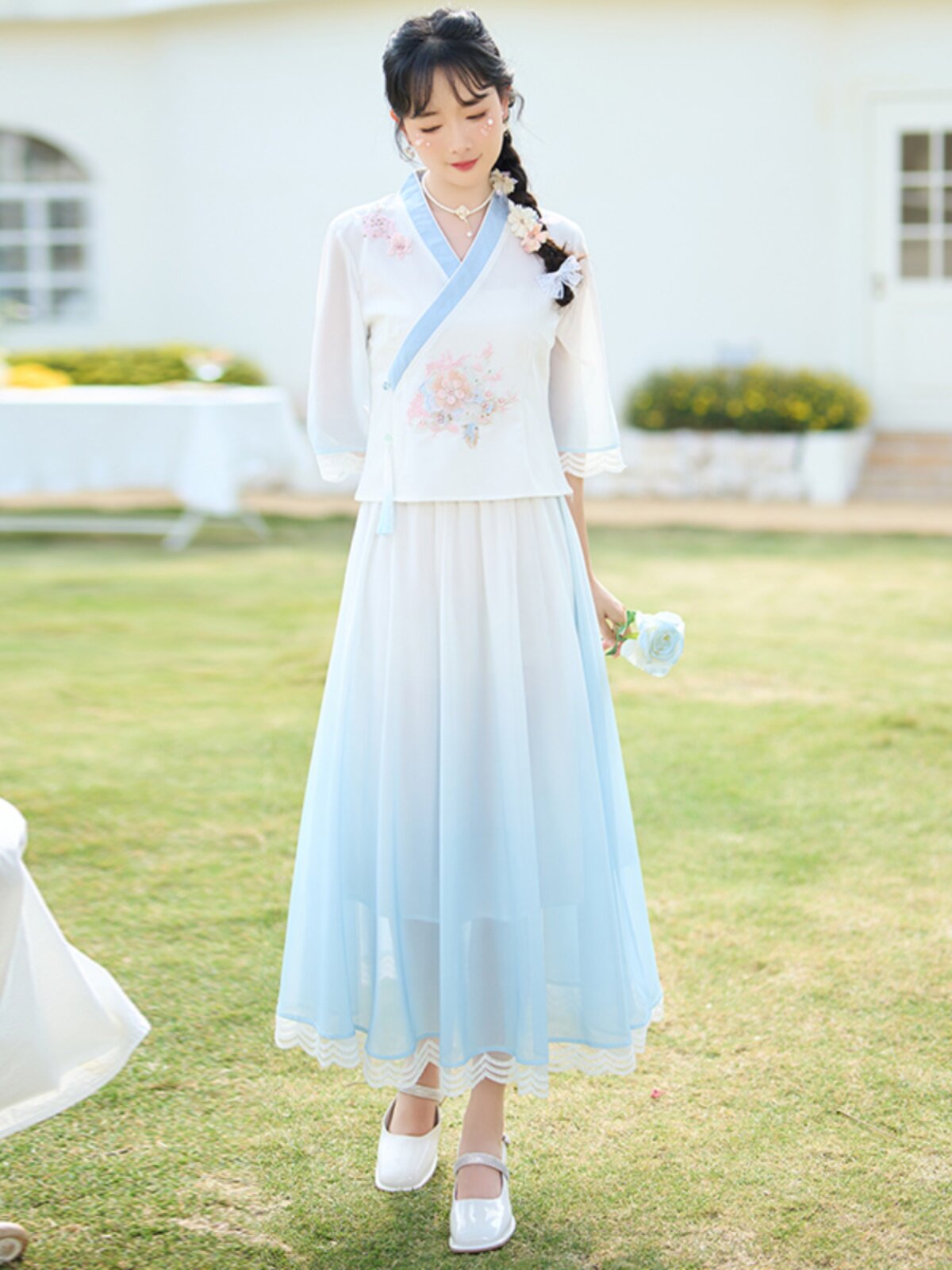 [LOSS OF MONEY PROCESSING] NEW CHINESE STYLE RETRO GIRL HANFU IMPROVED VERSION OF THE ELASTIC WAIST VERSATILE TEMPERAMENT SKIRT