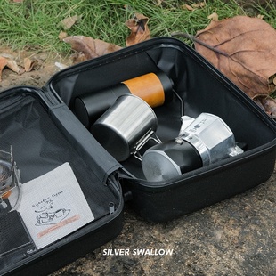 户外露营手提箱手冲咖啡壶滤杯套装 摩卡壶收纳箱便携手提箱收纳包