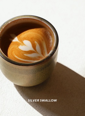 银时燕小圆杯窖变手冲咖啡品鉴杯 分享壶 复古手握杯咖啡馆澳白杯