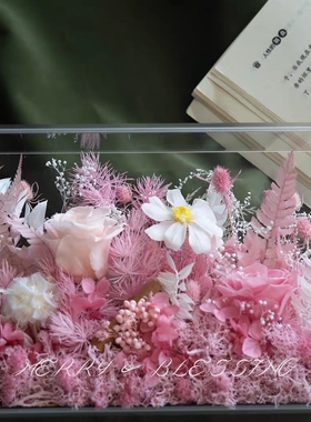 永生花真花束玫瑰花园亚克力礼盒高级感摆件520母亲节情人节礼物