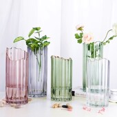 描金轻奢花瓶欧式 玻璃透明客厅插花摆件富贵竹干花简约网红大花瓶